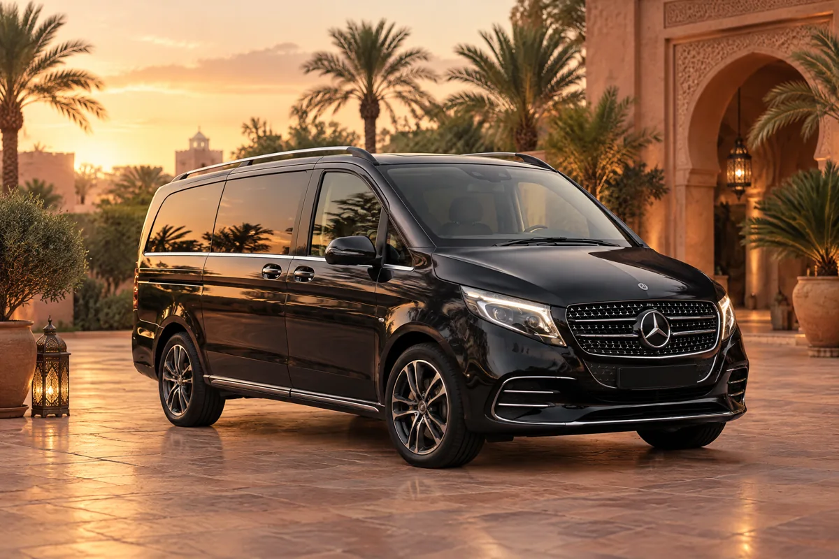 Scène illustrative d’un van pour un service avec chauffeur privé